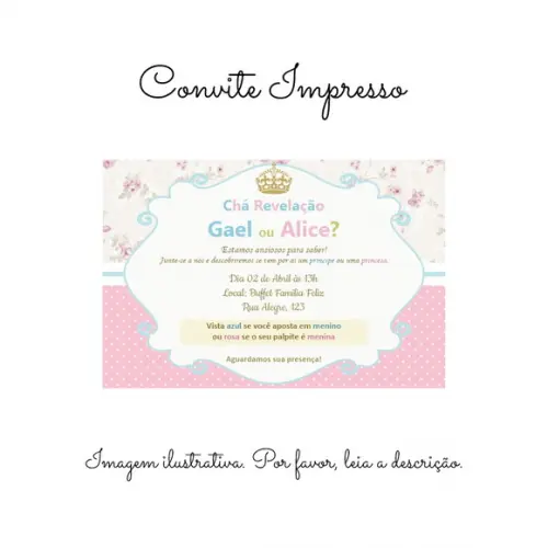 Convite Impresso Personalizado Chá Revelação