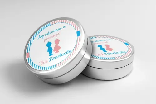 Adesivo Personalizado Latinha Chá de Revelação