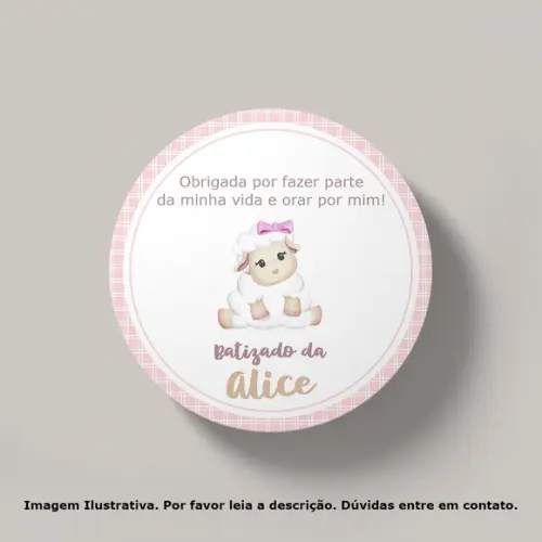 Tag Personalizada Batizado Ovelhinha
