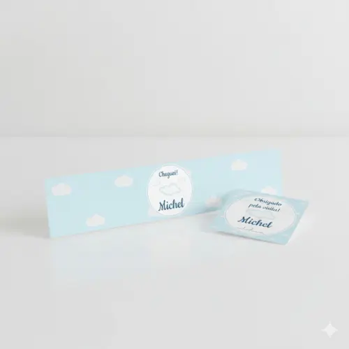 Rótulo Água Personalizado Nuvem Azul com Tag