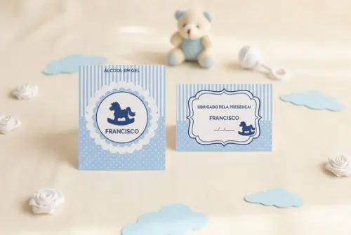 Etiqueta Personalizada Álcool Cavalinho Azul e Tag