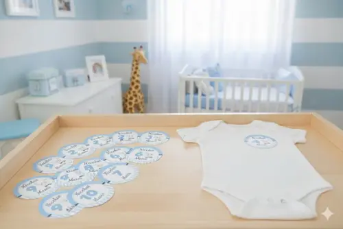 Kit Adesivo Mesversário Personalizado Ovelhinha Azul