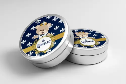 Adesivo Personalizado Latinha Ursinho Príncipe