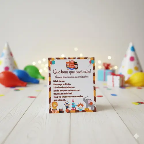 Cartão Agradecimento Mesa Personalizado Circo