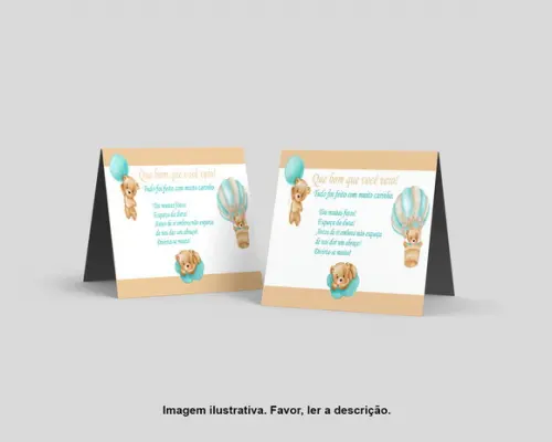 Cartão Agradecimento Mesa Personalizado Ursinho