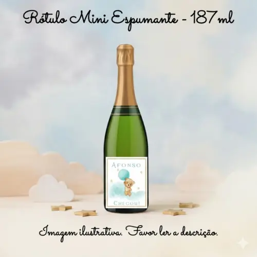 Rótulo Personalizado Mini Espumante Maternidade Ursinho 10un