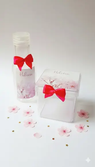 Lembrancinha Personalizada Caixa Acrílica Garrafinha Floral