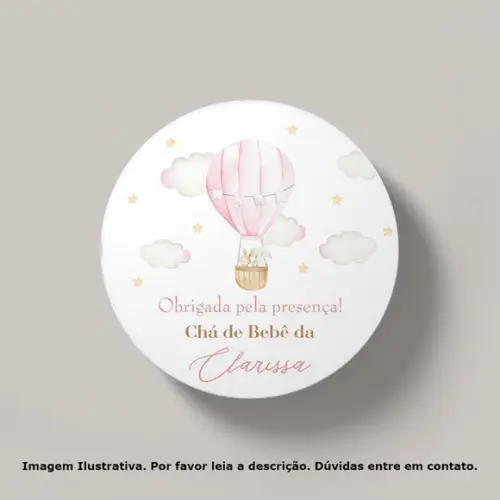 Tag Personalizada Chá de Bebê Animais no Balão Rosa