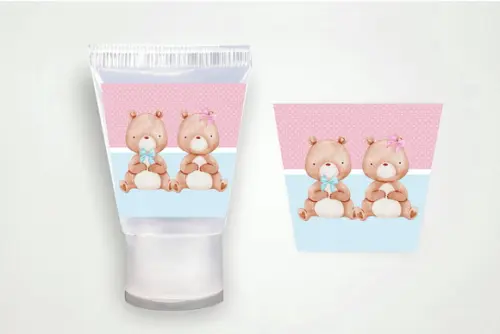 Adesivo Personalizado Álcool Gel Chá Revelação Ursinhos