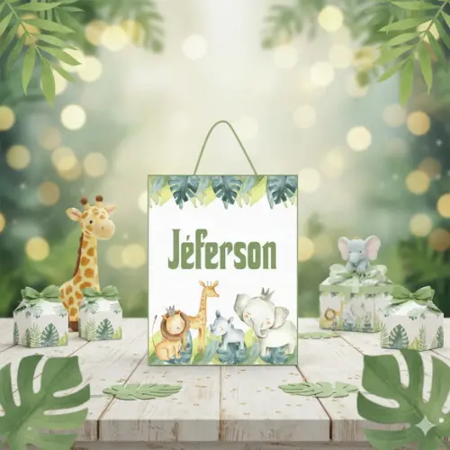Sacolinha Personalizada Safari Aquarela - Lembrancinha Tam P