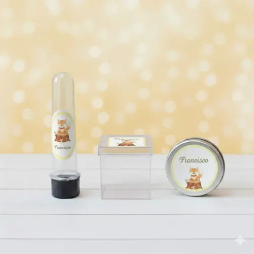 Kit Personalizado Latinha, Tubete, Caixinha Acrílica Raposa