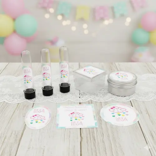 Kit Personalizado Latinha, Tubete, Caixa Chuva de Amor Rosa