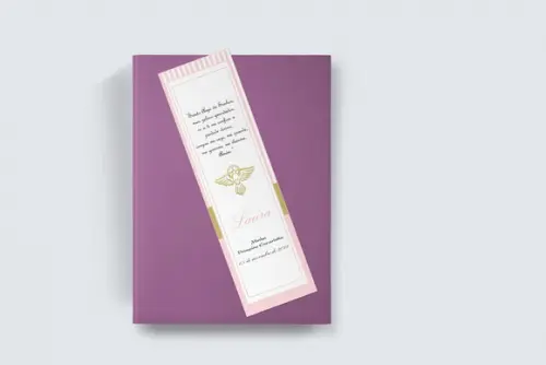 Marcador Página Personalizado Primeira Eucaristia Rosa