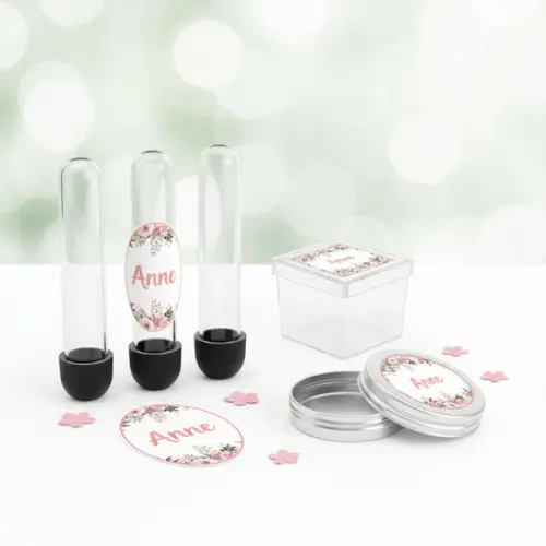 Kit Personalizado Latinha, Tubete, Caixinha Acrílica Floral