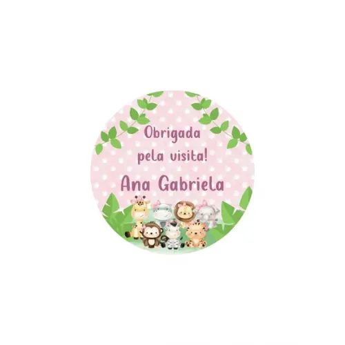 Tag Lembrancinha Personalizada Safari Rosa