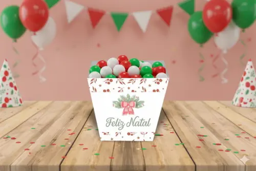 Cachepô Personalizado Natal Aquarela Centro de Mesa