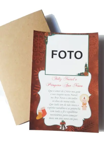 Cartão Personalizado Feliz Natal com Foto (5 Unidades)