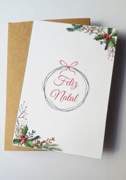 Cartão Minimalista Feliz Natal (5 Unidades)