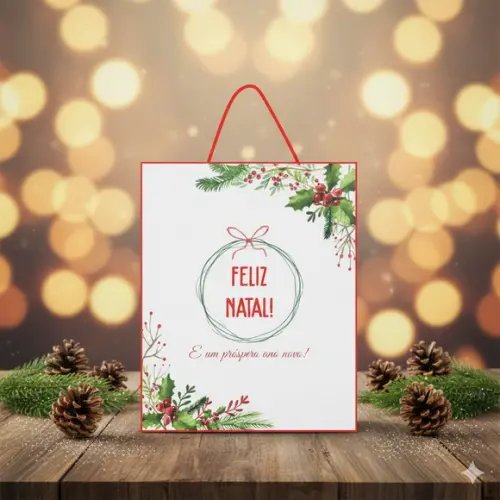 Sacolinha Personalizada Natal Clean - Lembrancinha - Tam P