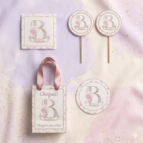 Kit Lembrancinha Personalizada Maternidade Menina - 40 Itens