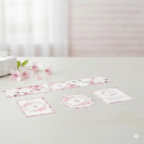 Rótulos Personalizados Maternidade Floral Rosa e Tag