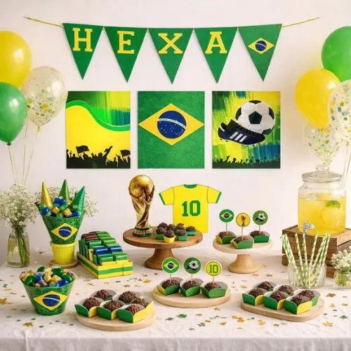 Kit Festa Personalizada Futebol Decoração Festa - 50 Peças