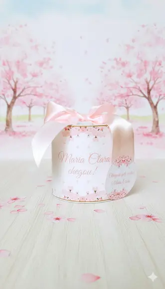 Tubolata Personalizada Floral Rosa e Branco - 8x8