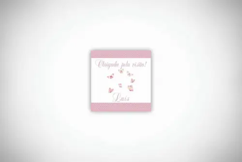 Tag Personalizada Quadrada Maternidade Borboleta