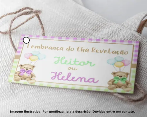 Tag Personalizada Chá de Revelação Ursinhos