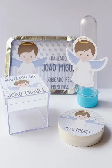 Kit Lembrancinha Personalizada Batizado Menino - 40 Itens