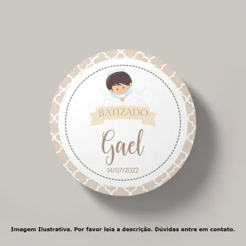 Tag Personalizada Batizado Bege