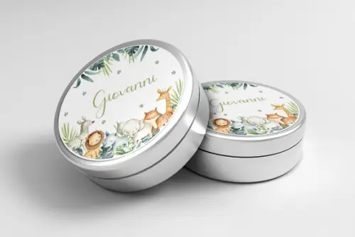 Adesivo Personalizado Latinha Safari Aquarela