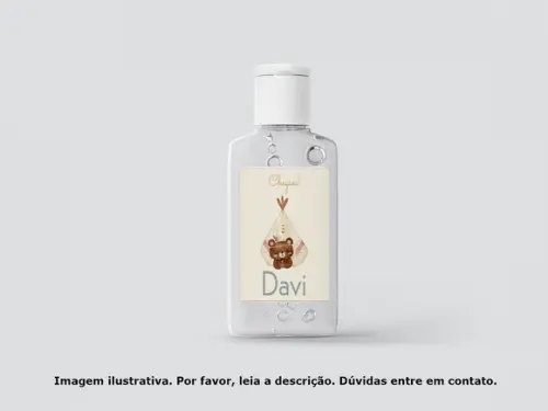 Adesivo Personalizado Frasco Álcool Gel Ursinho Boho
