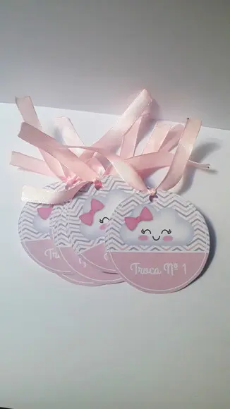 Kit Tag Troca Maternidade Nuvem Rosa