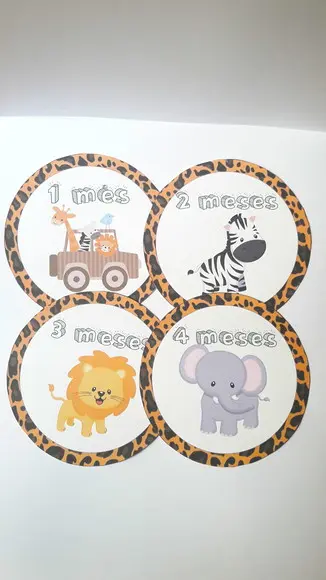 Kit Adesivo Mesversário Personalizado Safari