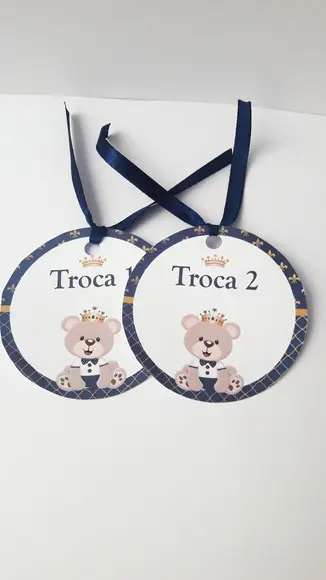 Kit Tag Troca Maternidade Ursinho Príncipe