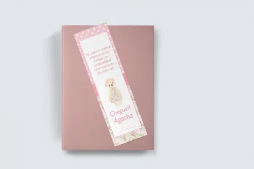 Marcador Página Personalizado Ursinha Rosa Floral
