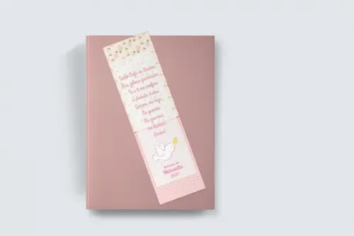 Marcador Página Personalizado Batizado Rosa