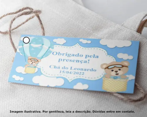 Tag Personalizada Chá de Bebê Ursinho Baloeiro