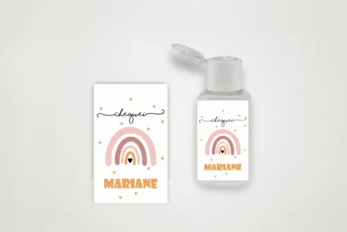 Rótulo Personalizado Álcool Gel Arco-íris Boho Menina
