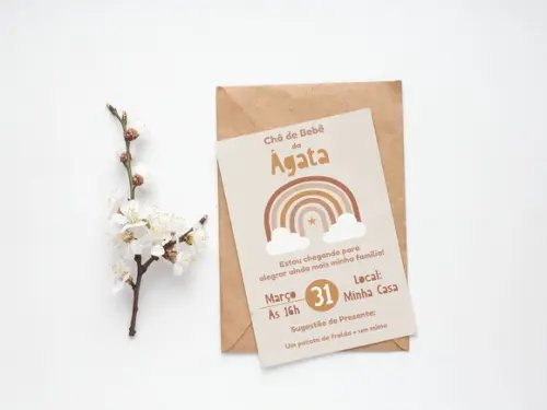 Convite Digital Personalizado Arco-íris Boho