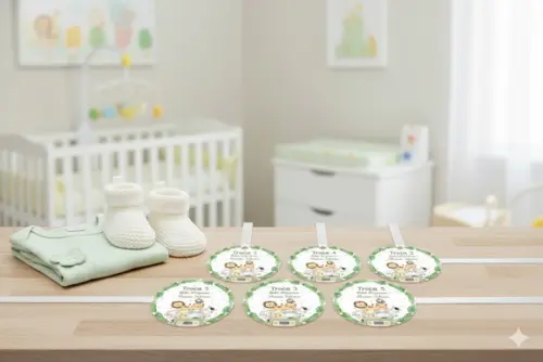 Kit Tag Troca Maternidade Personalizado Safari Baby (6 Un)