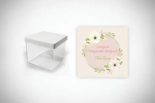 Adesivo Personalizado Caixa Acrílica Floral