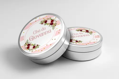 Adesivo Personalizado Latinha Chá de Bebê Floral