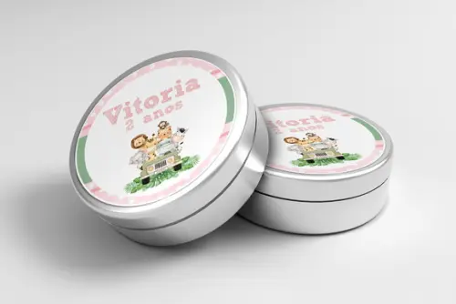 Adesivo Personalizado Latinha Safari Rosa Aquarela