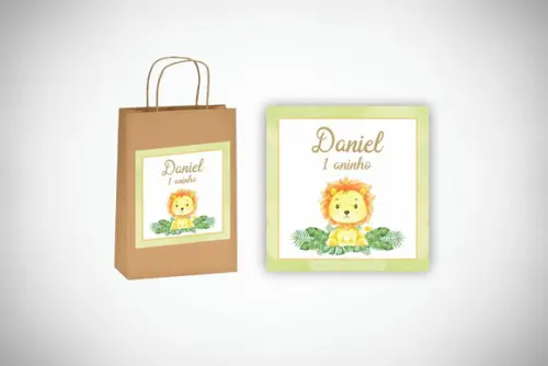 Adesivo Personalizado Sacolinha Leãozinho