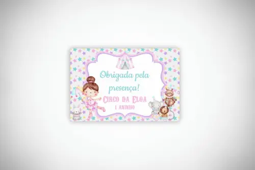 Tag Personalizada Circo Rosa Aquarela