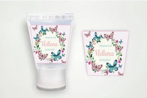 Rótulo Personalizado Bisnaga Álcool Gel Borboleta
