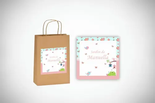 Adesivo Personalizado Sacolinha Jardim Encantado