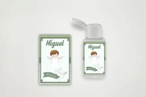 Rótulo Personalizado Frasco Álcool Gel Batizado Verde